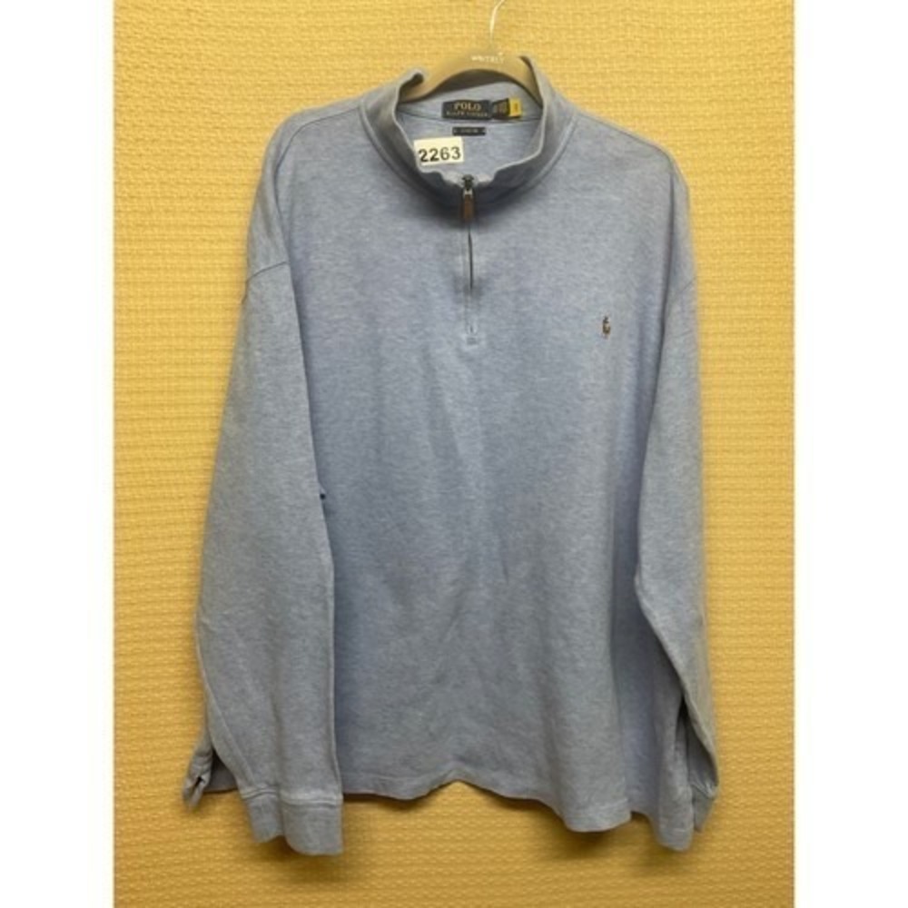 Polo Ralph Lauren‎ Estate Rib Blue 1/3 Zip MockNeck Sweater Men 2XB Vietnam